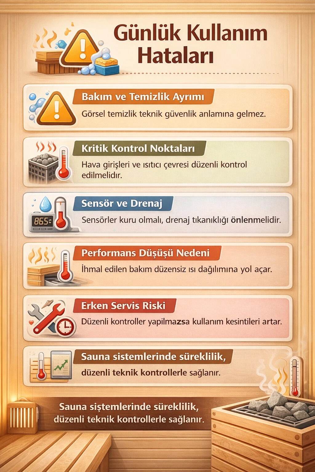 Günlük kullanım sırasında dikkat edilmesi gereken teknik kontrol alanları