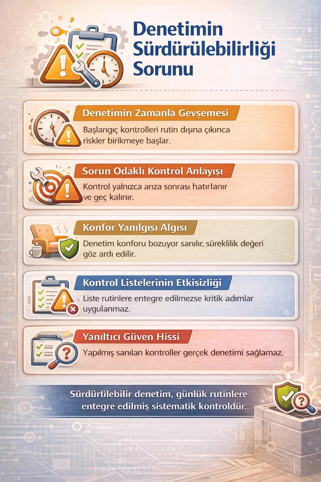 Sürekli denetim için oluşturulmuş teknik kontrol standartları görünümü