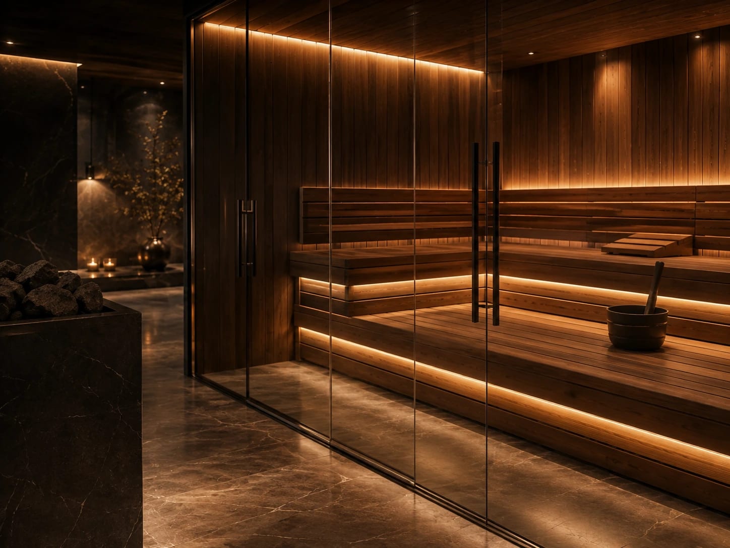 Cam Detaylı Özel Sauna Süiti